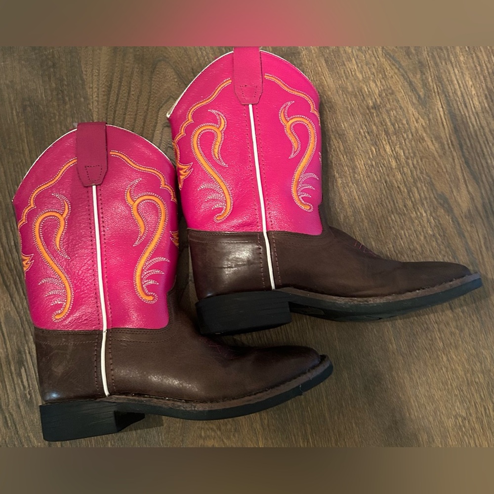 Old West Girls Leather Cowgirl Western Boots ~Size 3 (see measurements) - Picture 3 of 7